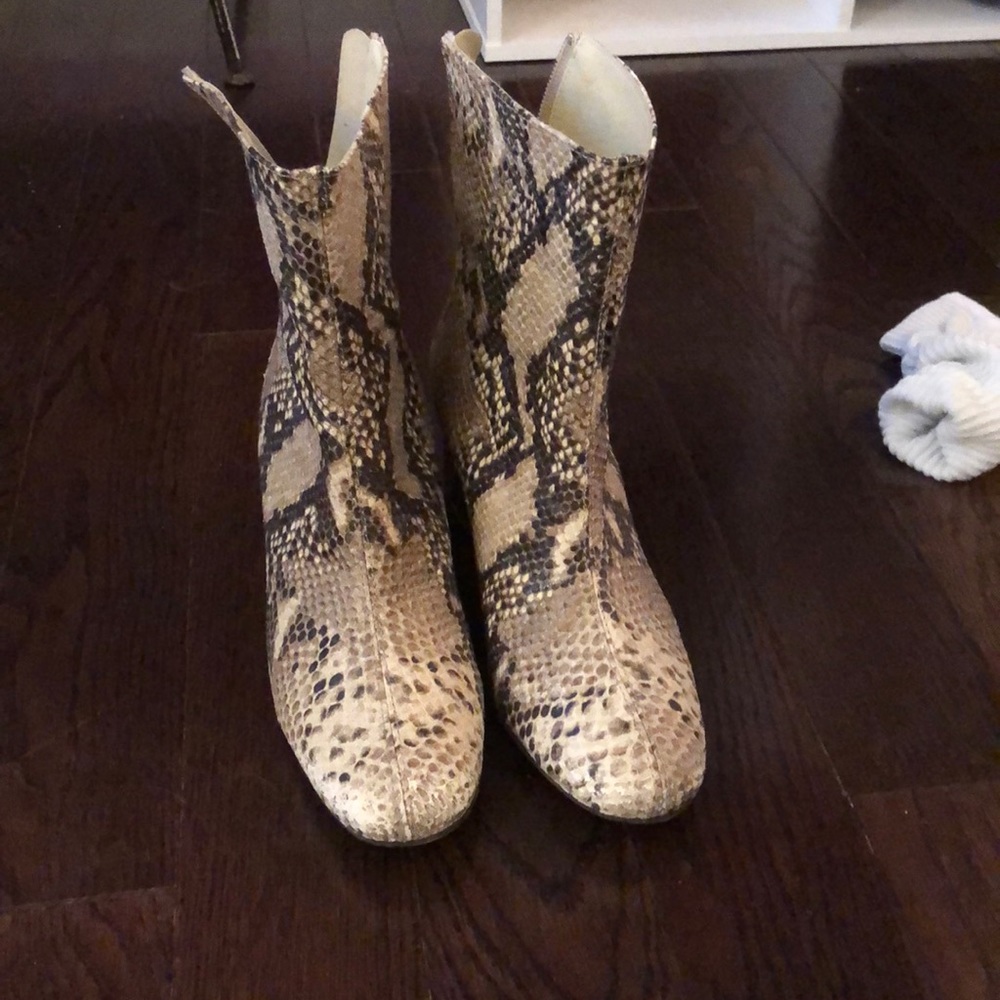 Free people snakeskin block booties
